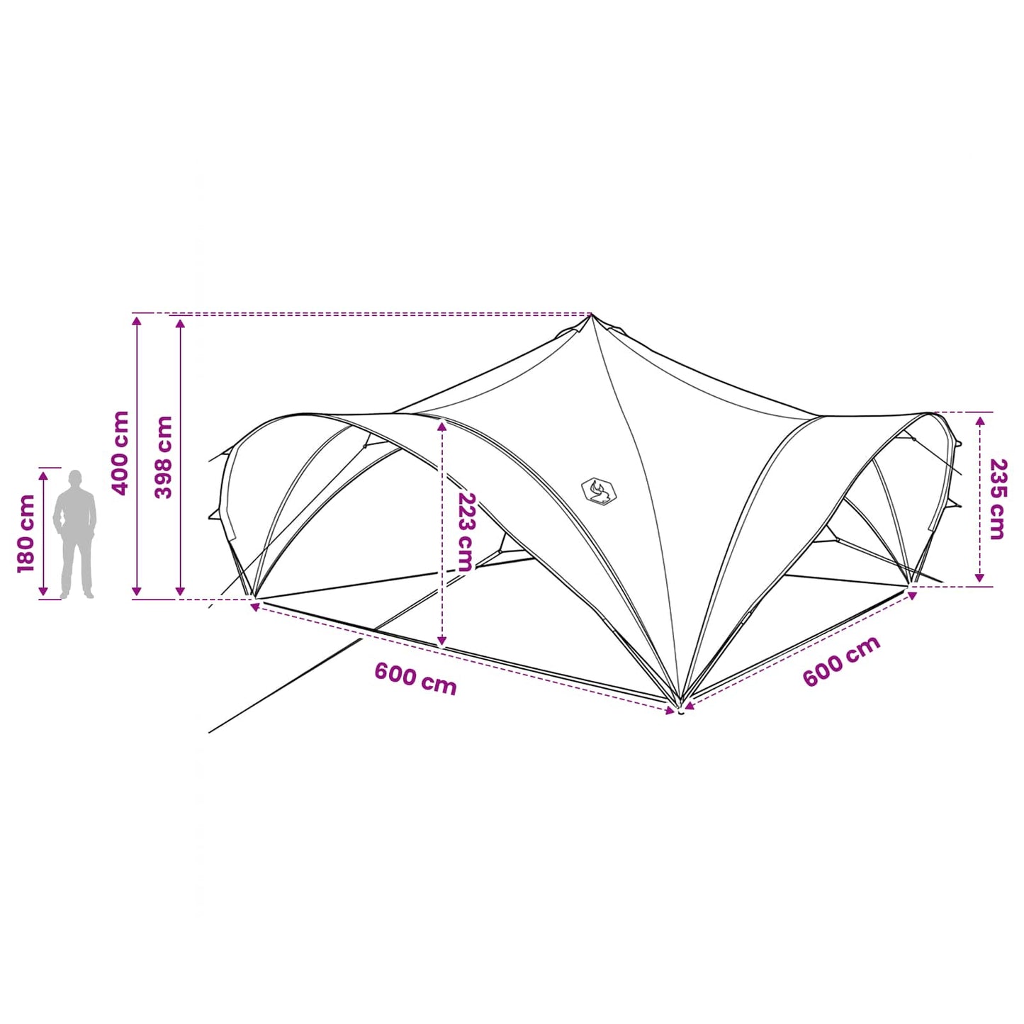 Party Tent Green 600 x 600 x 400 cm Polyester and Steel