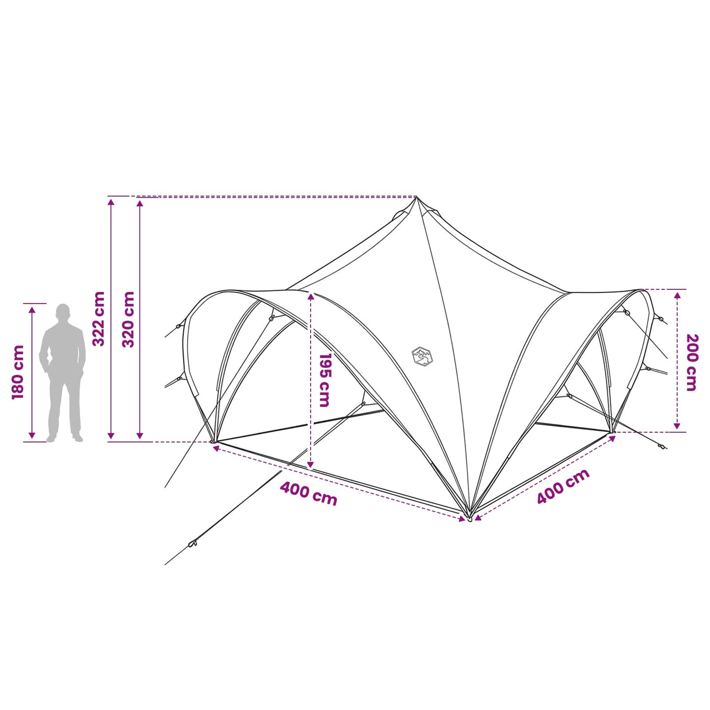 Party Tent Blue 400 x 400 x 320 cm Polyester and Steel