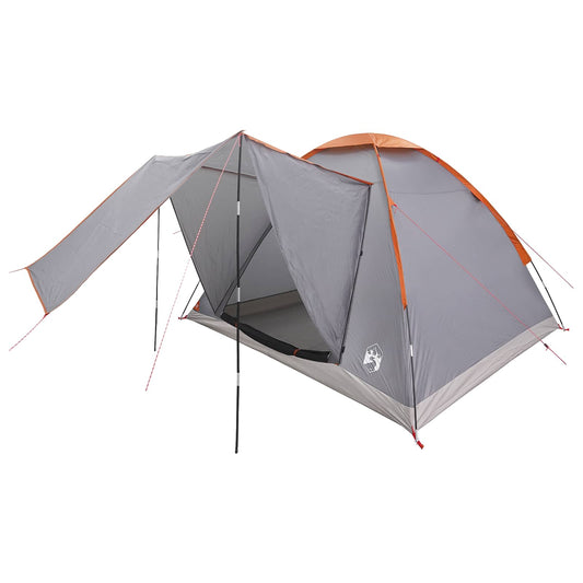 Camping Tent 4-Person Grey and Orange Polyester and Steel Camping Tent 4-Person Grey and Orange Polyester and Steel