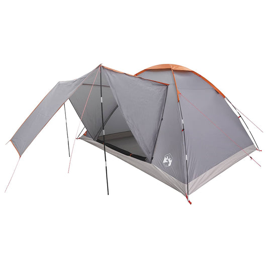 Camping Tent 6-Person Grey and Orange Polyester and Steel Camping Tent 6-Person Grey and Orange Polyester and Steel