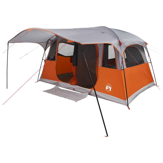 Tunnel Tent 10-Person Grey and Orange Polyester and Steel Tunnel Tent 10-Person Grey and Orange Polyester and Steel