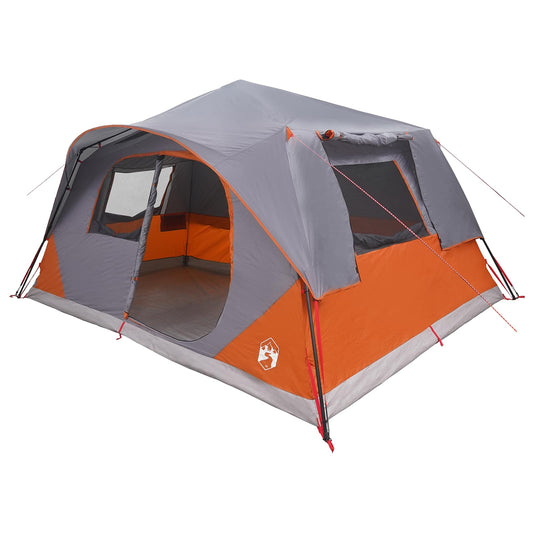 Instant Tent 10-Person Grey and Orange Polyester and Steel Instant Tent 10-Person Grey and Orange Polyester and Steel