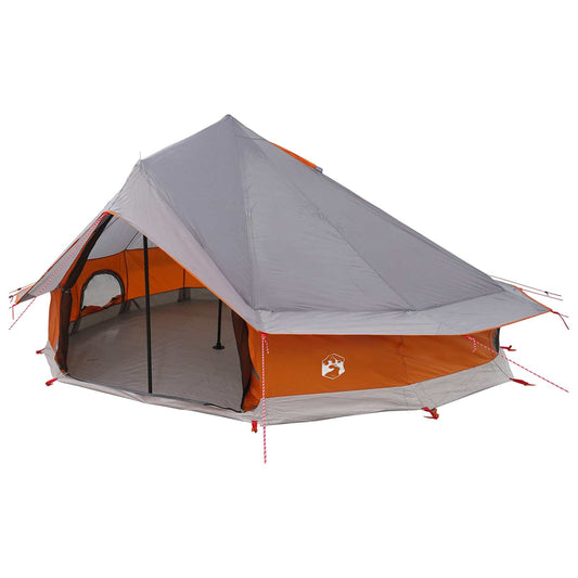 Tipi Tent 18-Person Grey and Orange Polyester and Steel Tipi Tent 18-Person Grey and Orange Polyester and Steel
