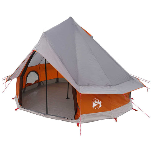 Tipi Tent 4-Person Grey and Orange Polyester and Steel Tipi Tent 4-Person Grey and Orange Polyester and Steel