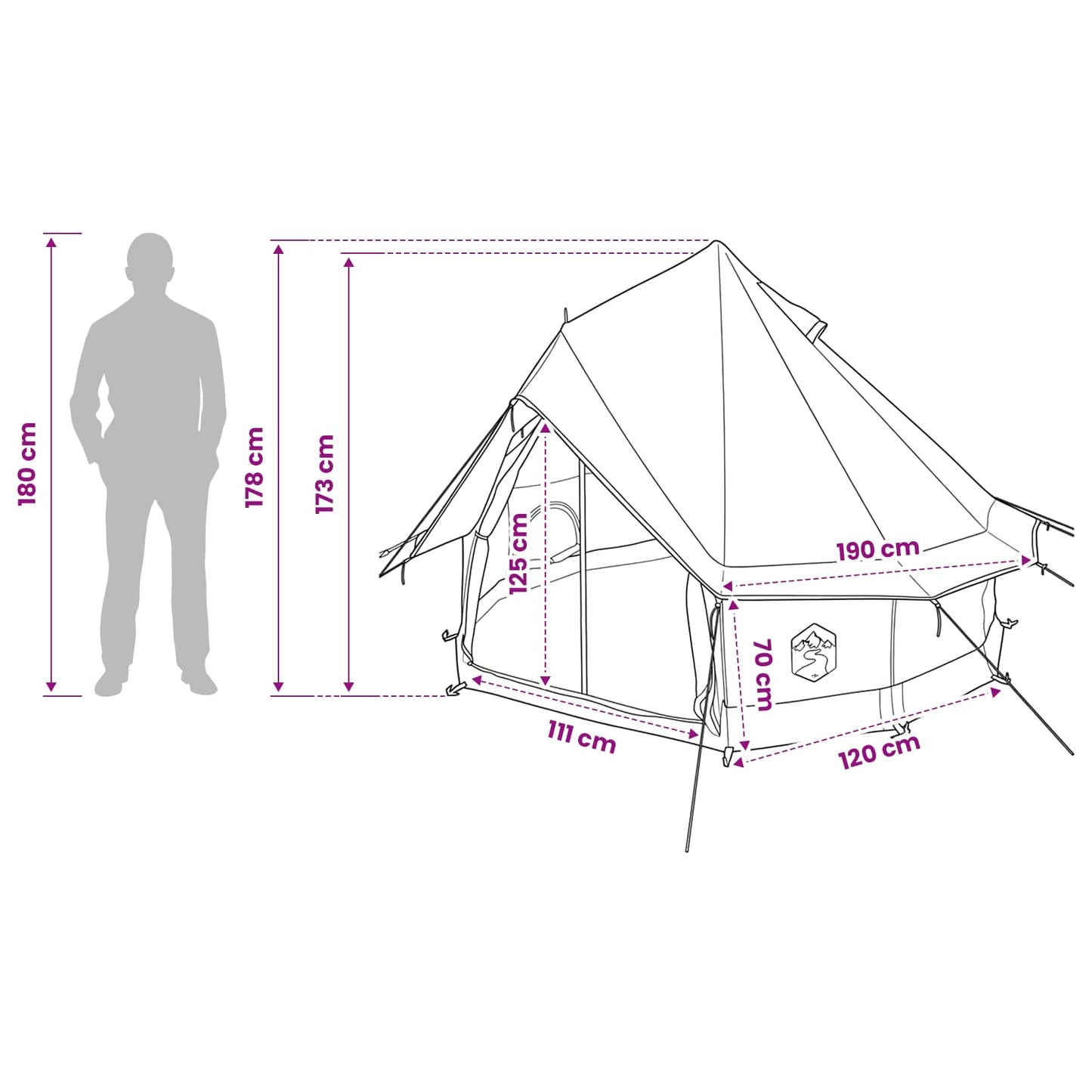 Tipi Tent with Roof Army Green 250 x 250 cm Polyester and Steel