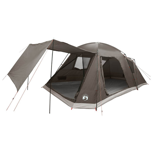 Cabin Tent with Roof Brown grey 12-Person Polyester and Steel Cabin Tent with Roof Brown grey 12-Person Polyester and Steel