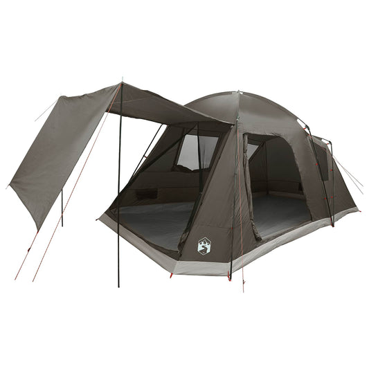 Cabin Tent with Roof Brown grey 8-Person Polyester and Steel Cabin Tent with Roof Brown grey 8-Person Polyester and Steel