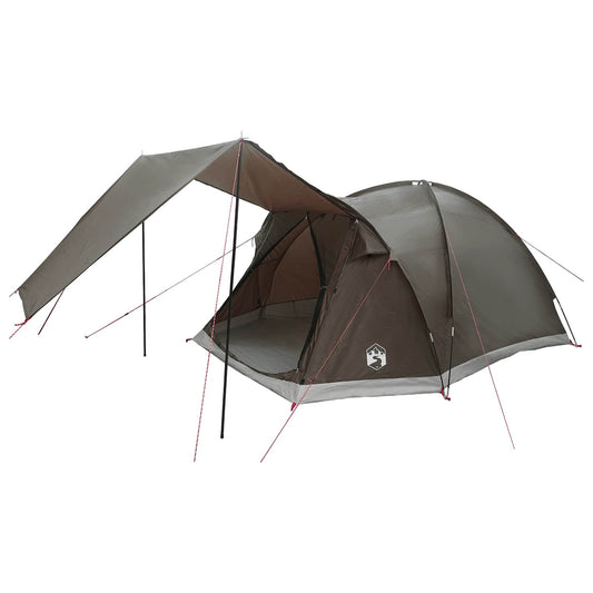 Cabin Tent with Roof Brown grey 4-Person Polyester and Steel Cabin Tent with Roof Brown grey 4-Person Polyester and Steel