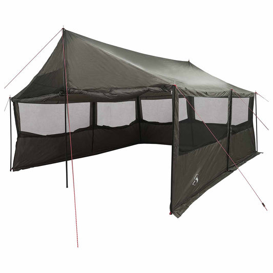 Family Tent Brown grey 450 x 400 x 265 cm Polyester and Steel Family Tent Brown grey 450 x 400 x 265 cm Polyester and Steel