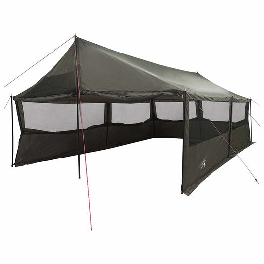 Family Tent Brown grey 600 x 400 x 268 cm Polyester and Steel Family Tent Brown grey 600 x 400 x 268 cm Polyester and Steel