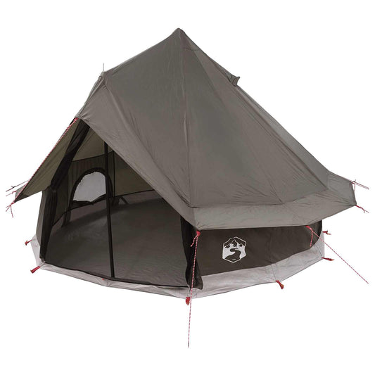 Tipi Tent 4-Person Brown Grey Polyester and Steel Tipi Tent 4-Person Brown Grey Polyester and Steel