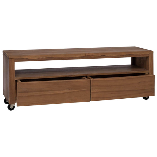 TV Cabinet 110 x 30 x 40 cm Natural Solid Teak Wood TV Cabinet 110 x 30 x 40 cm Natural Solid Teak Wood