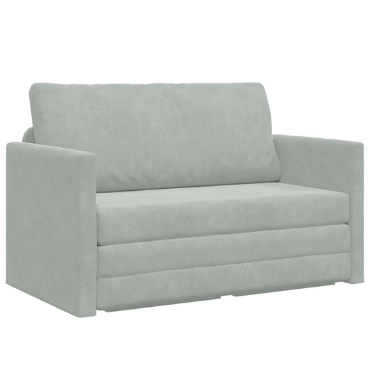 Folding Sofa Bed Light Grey 124 x 71 x 78 cm Velvet Folding Sofa Bed Light Grey 124 x 71 x 78 cm Velvet