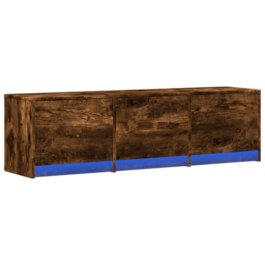 TV Cabinet with LED Smoked Oak 140 x 34 x 40 cm Engineered Wood TV Cabinet with LED Smoked Oak 140 x 34 x 40 cm Engineered Wood