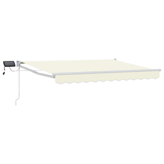 Manual Retractable Awning with LEDs Cream and White 3.5 x 2.5 m Manual Retractable Awning with LEDs Cream and White 3.5 x 2.5 m
