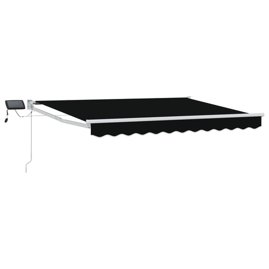 Manual Retractable Awning with LEDs Black and White 3.5 x 2.5 m Manual Retractable Awning with LEDs Black and White 3.5 x 2.5 m