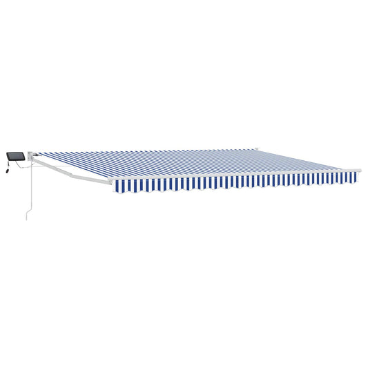 Manual Retractable Awning with LEDs Blue and White 4.5 x 3 m Manual Retractable Awning with LEDs Blue and White 4.5 x 3 m