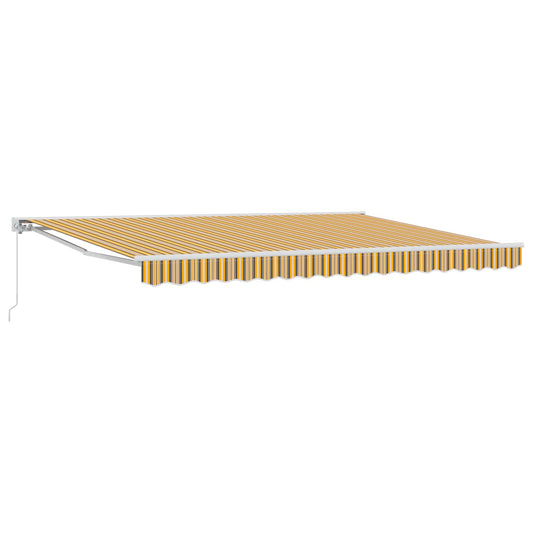 Manual Retractable Awning Yellow, Grey and White 4 x 3 m Manual Retractable Awning Yellow, Grey and White 4 x 3 m