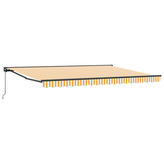 Manual Retractable Awning Yellow and White 4.5 x 3.5 m Manual Retractable Awning Yellow and White 4.5 x 3.5 m