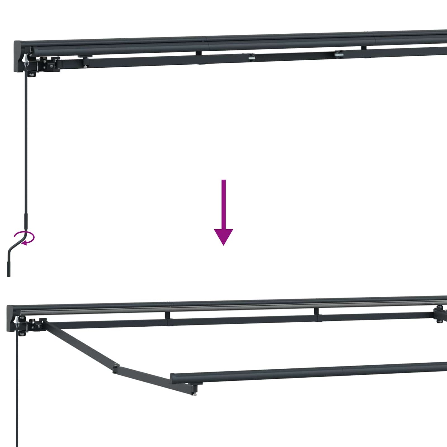Manual Awning Frame with LEDs Burgundy and Anthracite 3 x 2 m