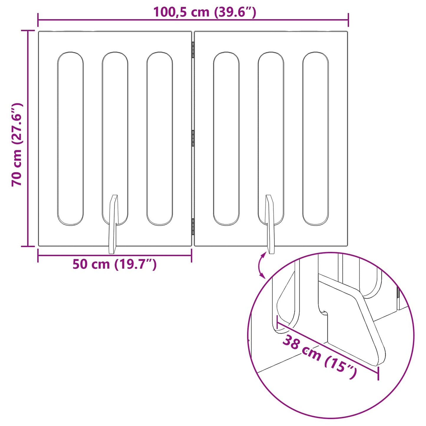 Folding Pet Fence 2 pcs White 100.5 x 38 x 70 cm