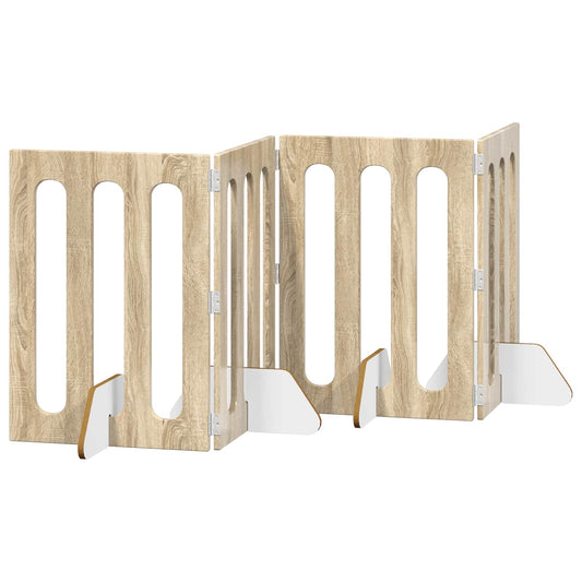 Folding Pet Fence 4 pcs Sonoma Oak 201 x 38 x 70 cm Folding Pet Fence 4 pcs Sonoma Oak 201 x 38 x 70 cm