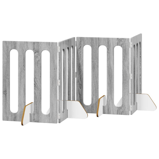 Folding Pet Fence 4 pcs Grey Sonoma 201 x 38 x 70 cm Folding Pet Fence 4 pcs Grey Sonoma 201 x 38 x 70 cm