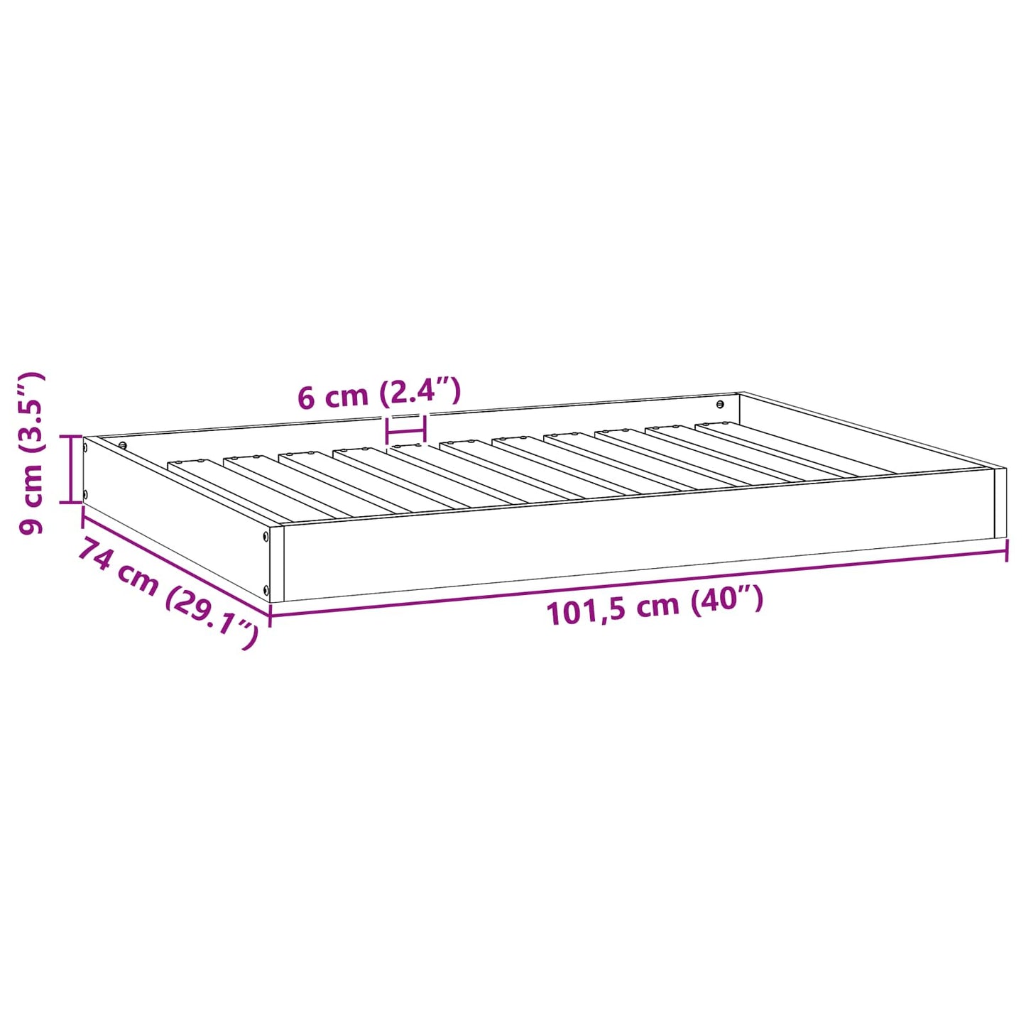 Dog Bed Wax Brown 101.5 x 74 x 9 cm Solid Pine Wood