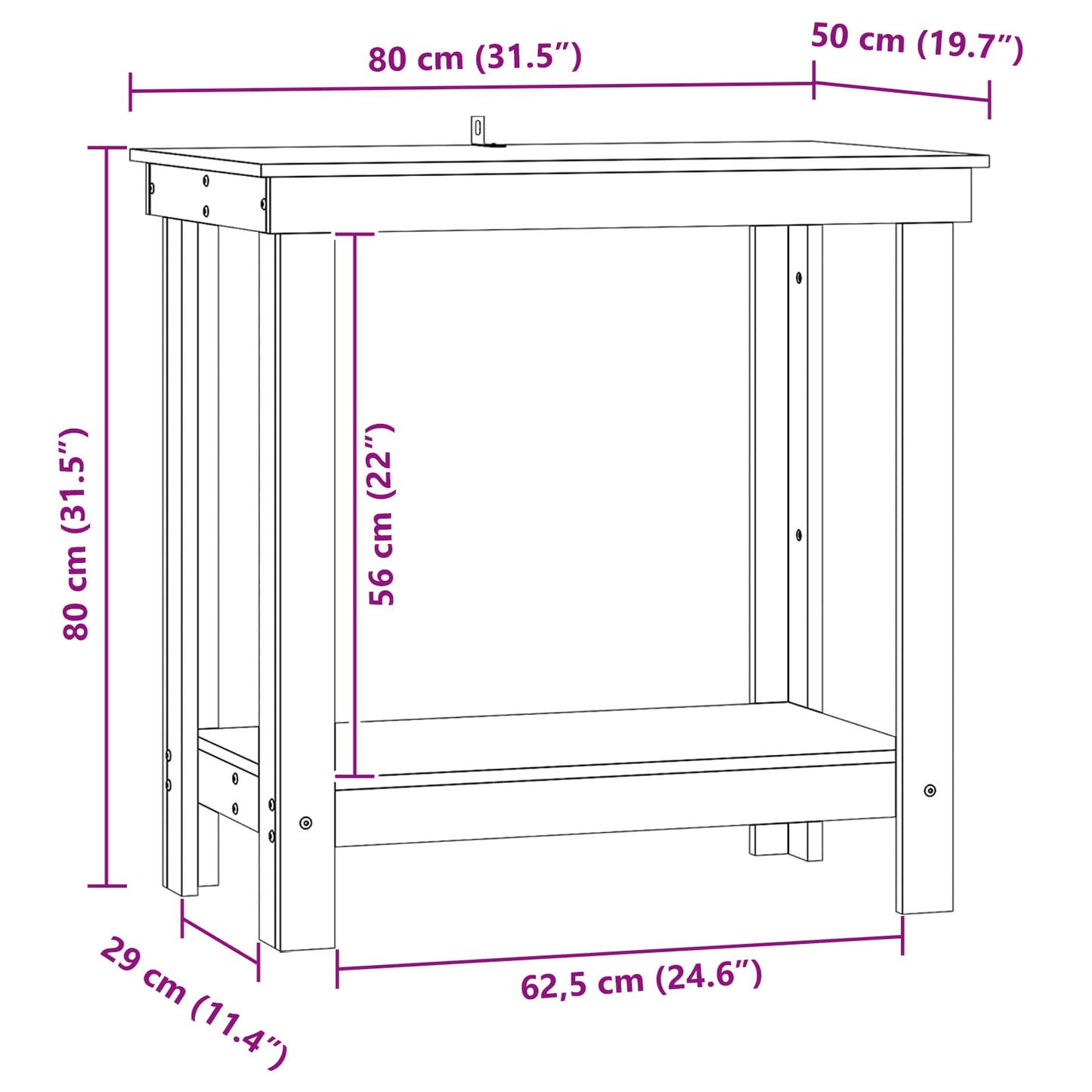 Work Bench with Shelf Wax Brown 80 x 50 x 80 cm Solid Pine Wood