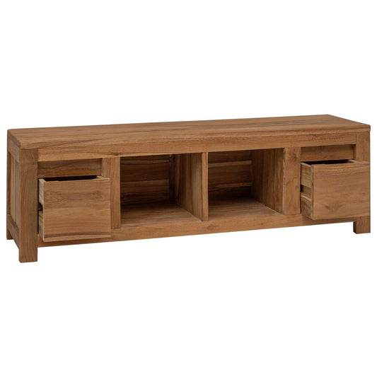 TV Cabinet 110 x 30 x 35 cm Natural Solid Teak Wood TV Cabinet 110 x 30 x 35 cm Natural Solid Teak Wood