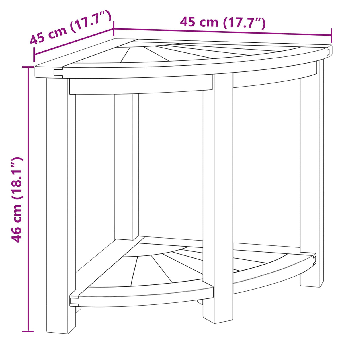 Bathroom Side Table Natural 45 x 45 x 46 cm Solid Teak Wood