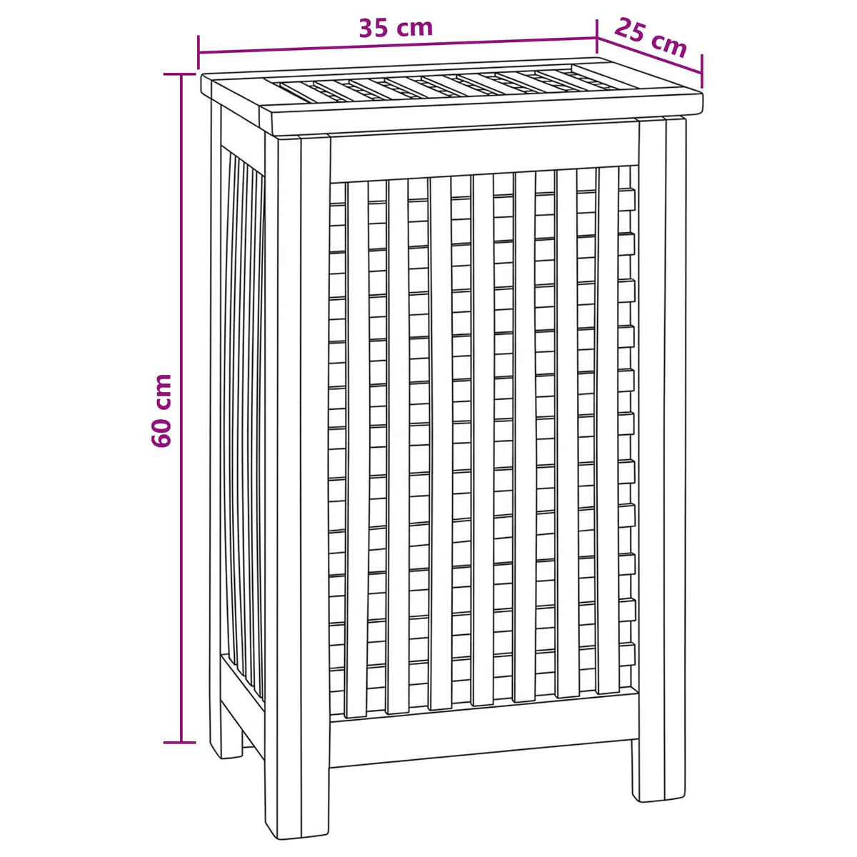 Laundry Basket Natural Solid Teak Wood