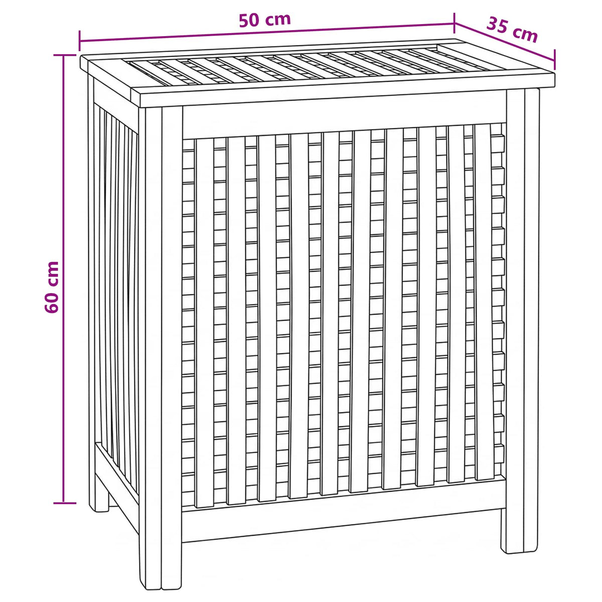 Laundry Basket Natural Solid Teak Wood