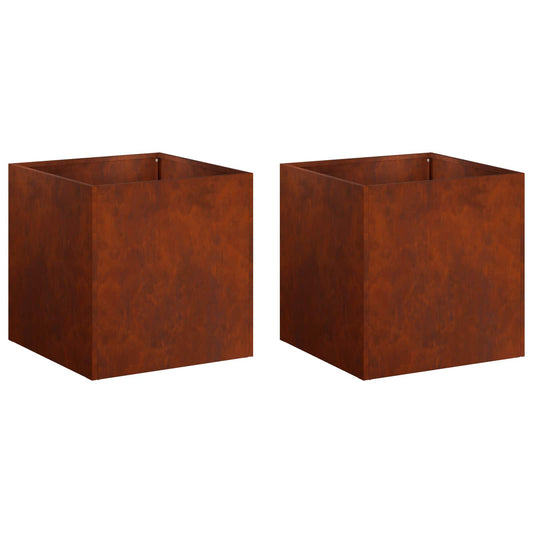 Garden Planter 2 pcs Rusty 20 x 20 x 20 cm Weathering Steel Garden Planter 2 pcs Rusty 20 x 20 x 20 cm Weathering Steel