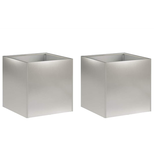Garden Planter 2 pcs Silver 45 x 45 x 45 cm Stainless Steel Garden Planter 2 pcs Silver 45 x 45 x 45 cm Stainless Steel