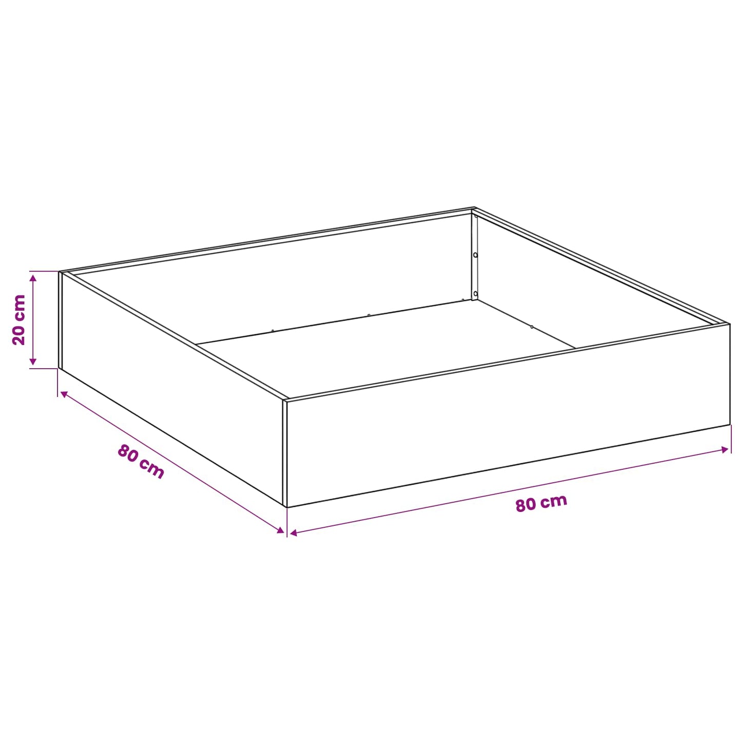 Garden Planter Silver 80 x 80 x 20 cm Stainless Steel