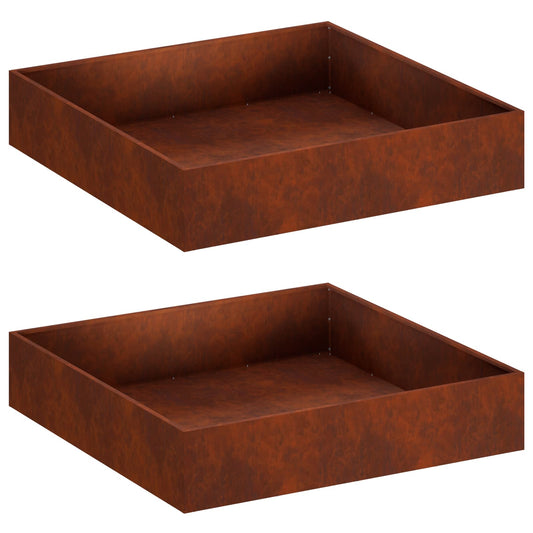Garden Planter 2 pcs Rusty 80 x 80 x 20 cm Weathering Steel Garden Planter 2 pcs Rusty 80 x 80 x 20 cm Weathering Steel