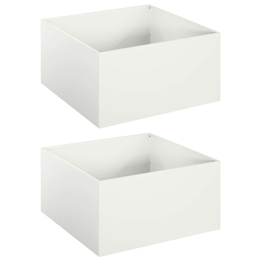 Garden Planter 2 pcs White 40 x 40 x 30 cm Cold-rolled Steel Garden Planter 2 pcs White 40 x 40 x 30 cm Cold-rolled Steel