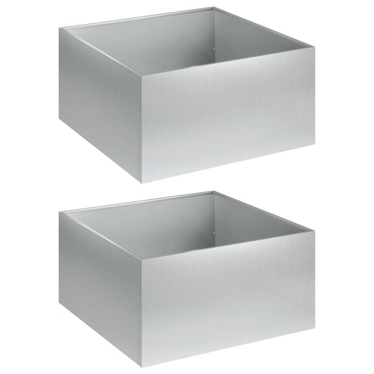 Garden Planter 2 pcs Silver 40 x 40 x 30 cm Galvanised Steel Garden Planter 2 pcs Silver 40 x 40 x 30 cm Galvanised Steel