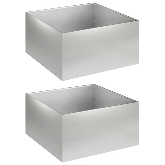 Garden Planter 2 pcs Silver 60 x 60 x 30 cm Stainless Steel Garden Planter 2 pcs Silver 60 x 60 x 30 cm Stainless Steel