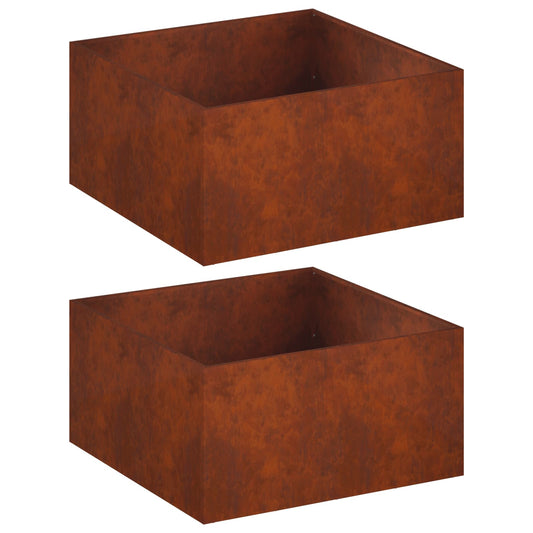 Garden Planter 2 pcs Rusty 80 x 80 x 40 cm Weathering Steel Garden Planter 2 pcs Rusty 80 x 80 x 40 cm Weathering Steel