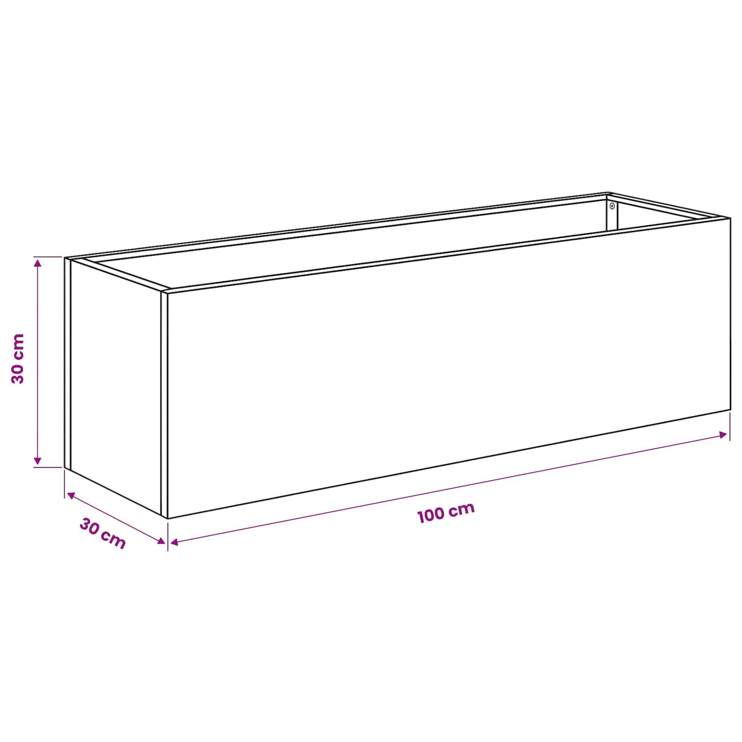 Garden Planter Silver 100 x 30 x 30 cm Stainless Steel