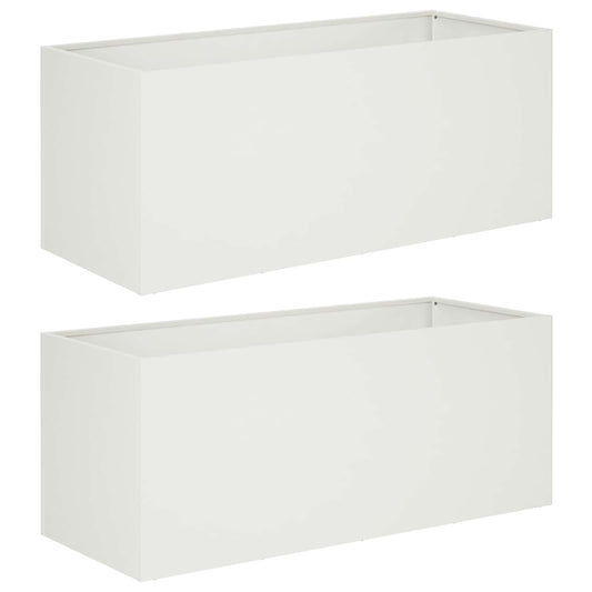 Garden Planter 2 pcs White 80 x 40 x 40 cm Cold-rolled Steel Garden Planter 2 pcs White 80 x 40 x 40 cm Cold-rolled Steel