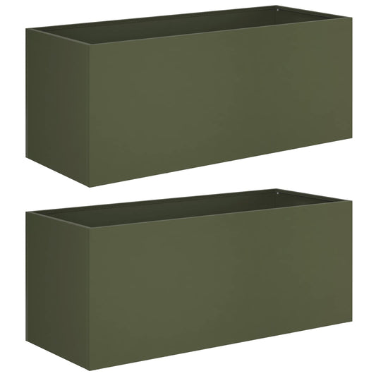 Garden Planter 2 pcs Olive Green 80 x 40 x 40 cm Garden Planter 2 pcs Olive Green 80 x 40 x 40 cm