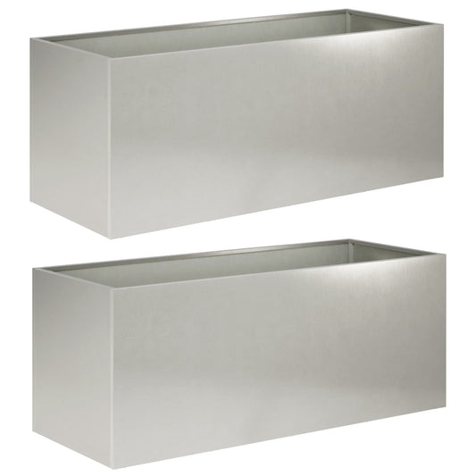 Garden Planter 2 pcs Silver 80 x 40 x 40 cm Stainless Steel Garden Planter 2 pcs Silver 80 x 40 x 40 cm Stainless Steel