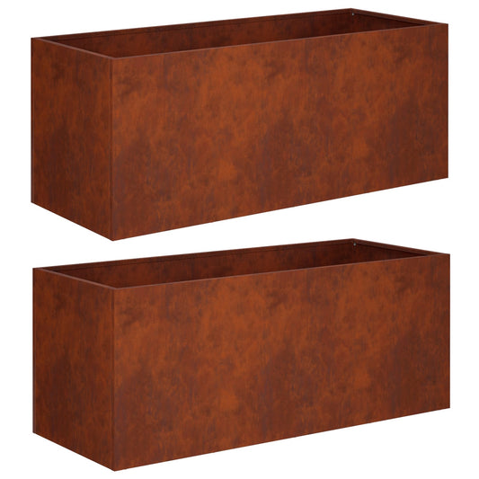 Garden Planter 2 pcs Rusty 80 x 40 x 40 cm Weathering Steel Garden Planter 2 pcs Rusty 80 x 40 x 40 cm Weathering Steel