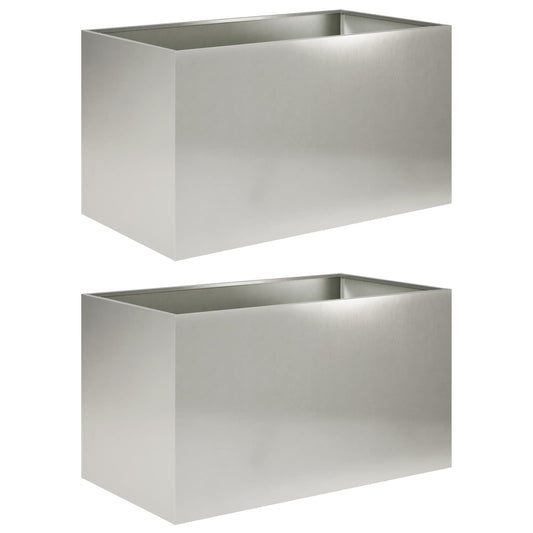 Garden Planter 2 pcs Silver 80 x 50 x 50 cm Stainless Steel Garden Planter 2 pcs Silver 80 x 50 x 50 cm Stainless Steel