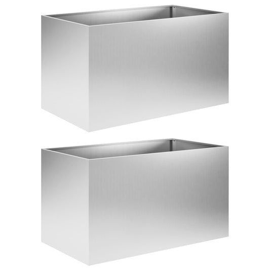 Garden Planter 2 pcs Silver 100 x 50 x 50 cm Galvanised Steel Garden Planter 2 pcs Silver 100 x 50 x 50 cm Galvanised Steel