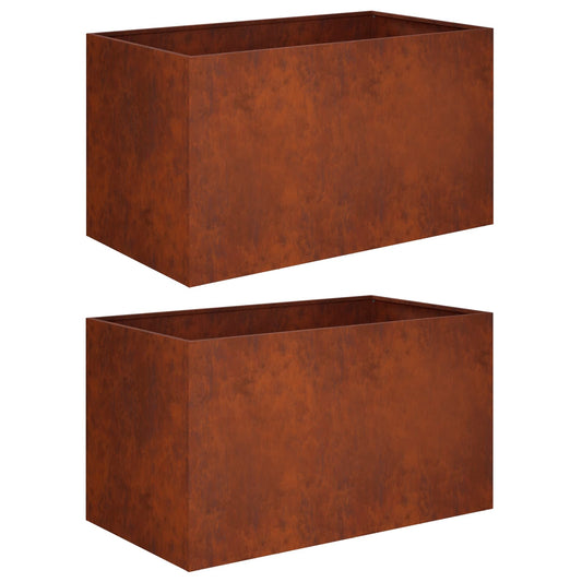 Garden Planter 2 pcs Rusty 100 x 50 x 50 cm Weathering Steel Garden Planter 2 pcs Rusty 100 x 50 x 50 cm Weathering Steel