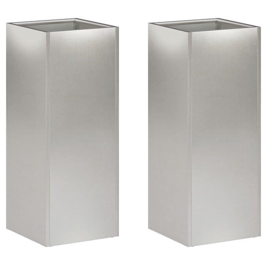 Garden Planter 2 pcs Silver 20 x 20 x 50 cm Stainless Steel Garden Planter 2 pcs Silver 20 x 20 x 50 cm Stainless Steel